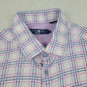 Stone Rose Shirt‎ Mens Large Pink Blue Plaid Button Up Long Sleeve Made Turkey